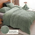 thumbnail image 3 of Warm Sherpa Fleece King Comforter Set, 3D Tufted Fluffy Sage Green Bedding for Winter, Soft 2 Pieces Shaggy Bed Set, 1 Comforter (104"x90") and 2 Pillowcases (20"x36"), 3 of 13