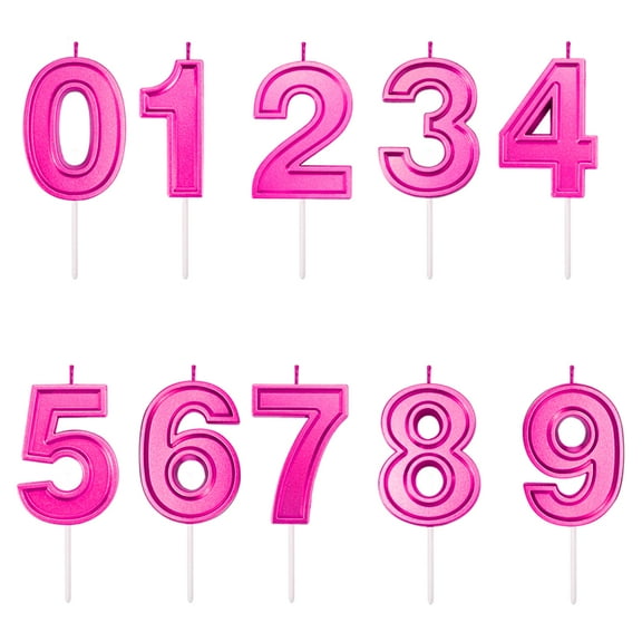 Rose Red 0-9 Number Candle Tracks, 10-Piece Set, Perfect for Birthday Cakes and Party Decorations