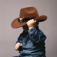 thumbnail image 6 of Xinwanna Western Cowboy Hat for Men Women Wide Brim Sun Protection Fedora Beach Hat Wool Cowgirl Felt Hat with Adjustable Strap (Navy Blue,S), 6 of 13