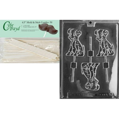 - Cybrtrayd 45St50-A094 Dalmatian Lolly Animal Chocolate Candy Mold with 50 4.5-Inch Lollipop Sticks