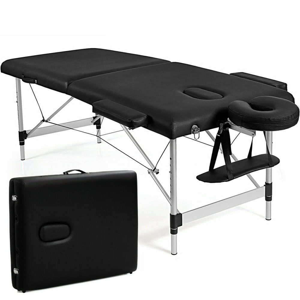 Gymax 84''L Portable Massage Table Adjustable Facial Salon Spa Bed w/ Carry Case Black Walmart