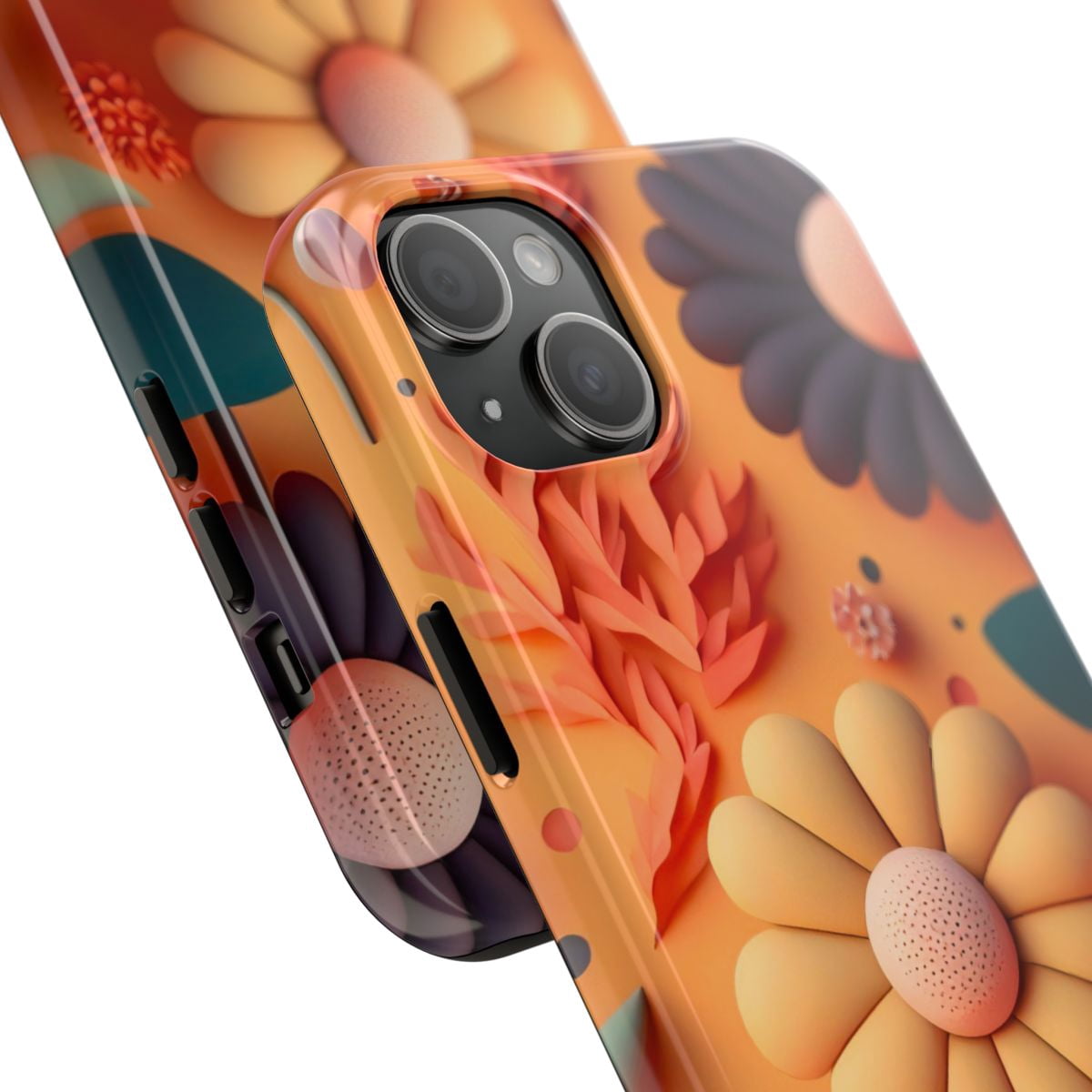 iPhone Tough Case - Flowers Floral Popping 3D Soft Accessories Fashionable - iPhone 15 Plus