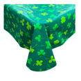 thumbnail image 5 of Serafina Home St. Patrick's Day Irish Vinyl Flannel Backed Tablecloth for Dining Room Kitchen Table Decor: St. Pat's Lucky Shamrock Clovers Green White Yellow Gold St. Pats Dark Sham 52" x 52", 5 of 7