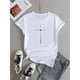 thumbnail image 1 of Cross Graphic Print Crew Neck T-shirt, Casual Short Sleeve T-shirt For Spring & Summer, Women's Clothing, 1 of 6