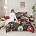 thumbnail image 4 of Homewish Teenagers Adults Retro Chic Floral Peony Bedding Comforter Set 2pcs,Vintage Aesthetic Twin Comforter Sets Microfiber,Luxury Exotic Style Breathable Bedding Set,Breathable Home Decor, 4 of 8