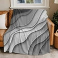 thumbnail image 4 of Black Gray Beach Coastal Throw Blankets, Abstract Geometric Ocean Waves Soft Fleece Blanket Decorative for Home Sofa Couch Chair Living Bedroom, 40x50 inches,, 4 of 8