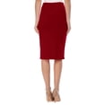 thumbnail image 3 of Moa Collection Women's Elastic High Waist Stretch Comfy Office Work Wear Solid Midi Skirt S-3XL, 3 of 6