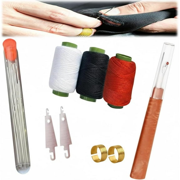 34PCS Big Eye Steel Needles Set - long & thin handmade quilting & sewing needles kit for diy sewing, Embroidery Thread, Stainless Steels Needle for Hand Sewings, Thimble, Agujas De Coser a Mano