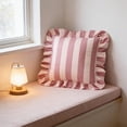 thumbnail image 6 of Striped Velvet Ruffled Throw Pillow with Insert for Sofa Couch Bed – Soft Decorative Accent Pillow for Living Room and Bedroom, 6 of 8