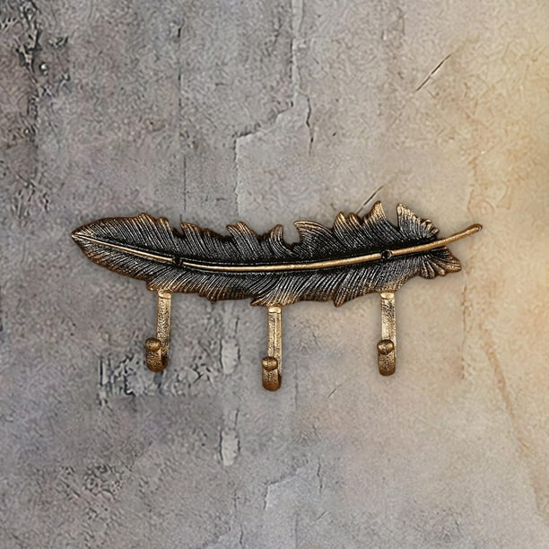 Feather Shaped Coat Hook Clothes Hanger Decorative Vintage Style Rack Wall  Mount 