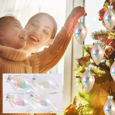 4 Pcs of Christmas Tear Drop Finial Hanging Pendant Ornaments Shatterproof Christmas Decorations Christmas Tree Wedding Party Decorations, for Holiday Vision Decor Themed Decorative