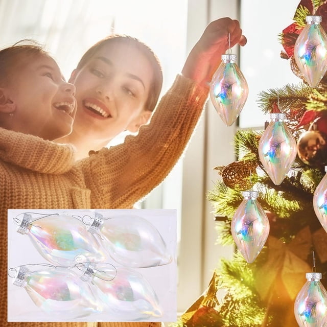 Set de adornos navideños inquebrantables - Bolas de plástico duradero para Navidad | Colores ligeros y vibrantes | Tamaños variados de 4 piezas para decoración del árbol en una boda en la oficina en