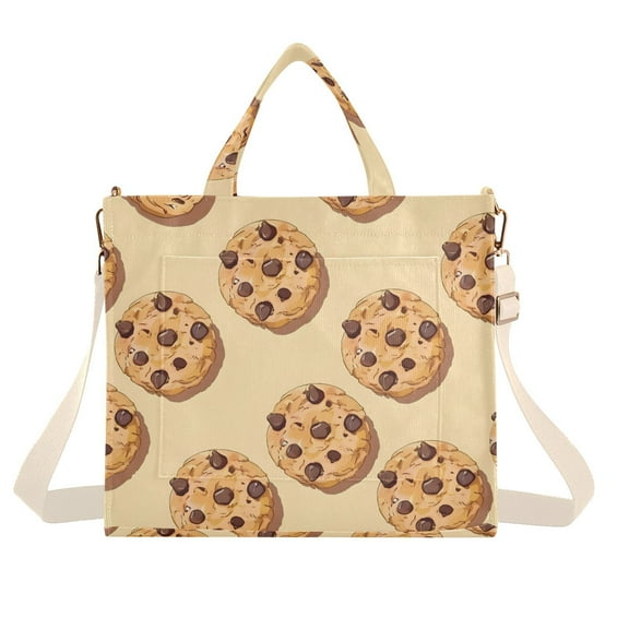 Chocolate Chip Cookies Small Corduroy Tote Bag Handbag Large Messenger Bag Shoulder Crossbody Zipper Bag Purse