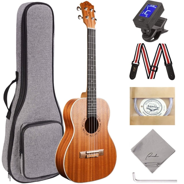 Ranch Baritone Ukulele Kit de instrumentos de ukelele de 30 pulgadas para principiantes Paquete de inicio Bolsa de transporte, afinador, correa y juego de herramientas ajustables