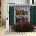 thumbnail image 6 of Greek Town Street View Shower Curtain Blue Wooden Doors Windows Flower Plant Wall r Bathroom Hanging Curtains Sets Polyester, 6 of 7
