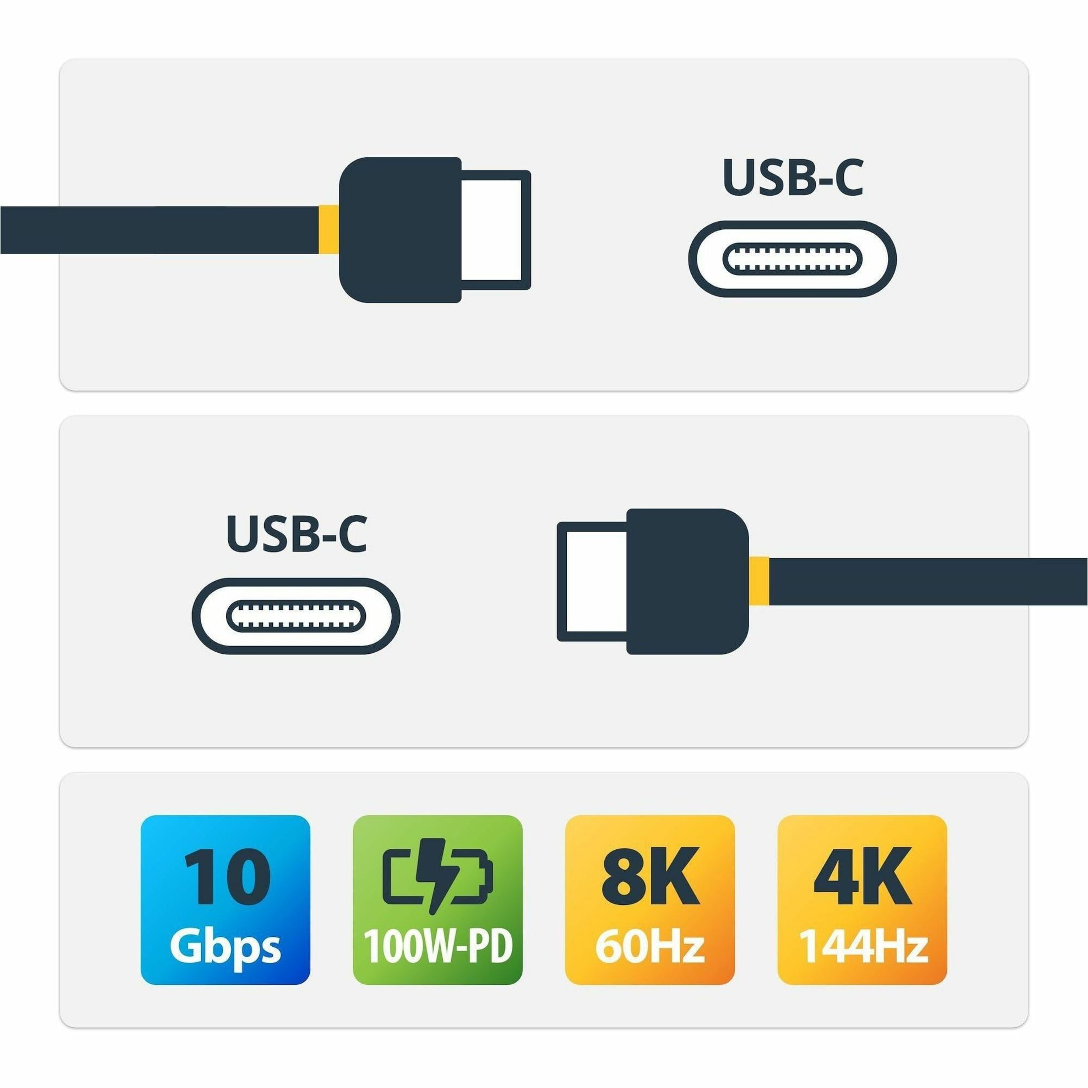 Startech.com 20in 50cm Usb C Cable 10gbps, Usb-if Certified Usb-c Cable, Usb 3.1/3.2 Gen 2 Type-c Cable, 100w (5a) Delivery , Dp Alt Mode, Usb C To C Cord, & Sync - Thunderbolt 3 Compatible