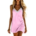 thumbnail image 2 of Frostluinai Women's Satin Chemise Nightgown Lace Trim Silk Slip Lingerie Dress V Neck Camisoles Sleep Dresses Nighties Sleepwear, 2 of 9