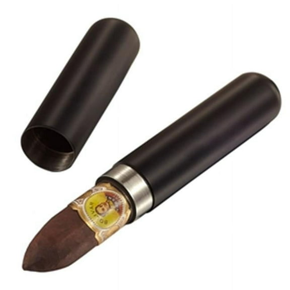 Visol VCASE505BK Delta Black Matte Stainless Steel Cigar Tube for 1 Cigar