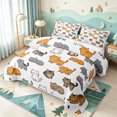 thumbnail image 3 of meiyoeat Cute Cat Cartoon Bed Spread Queen,Kitten Animal Print Queen Coverlet Set For Girls,3 Pieces,1 Quilt and 2 Pillowcases, 3 of 7