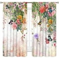 thumbnail image 2 of Floral Curtains, Watercolor Summer Spring Floral Blossom Colorful Botanical Nature Flower Printed Window Drapery Treatments for Bedroom Living Room Kitchen 2 Panels Set, 84"x84" Inch, 2 of 5