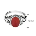 thumbnail image 2 of Elegant Vintage Oval Shaped Red Coral on .925 Sterling Silver Ring - 8, 2 of 6