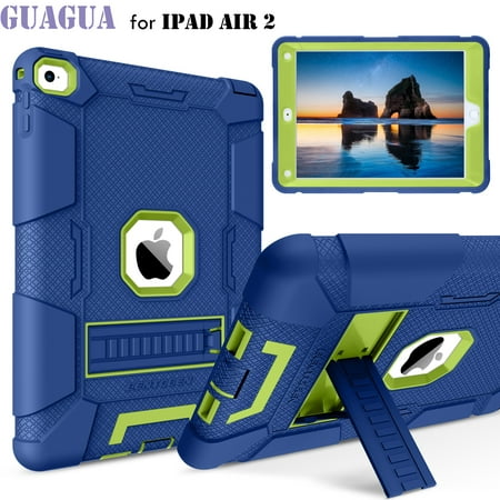 GUAGUA iPad Air 2 Case/ iPad Pro Case 9.7" with Stand, 3Layers Heavy Duty Shockproof Rugged Kids iPad Protective Case for iPad Air 2(A1566/A1567)/ iPad Pro 9.7"(2016 Model A1673/A1674/A1675)