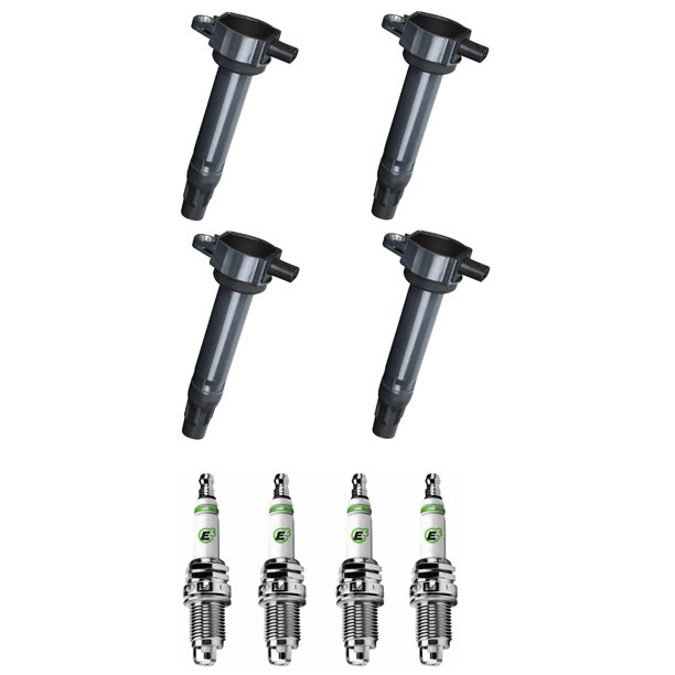 Set of 4 ISA Ignition Coils and 4 E4 Spark Plugs Compatible with 2007