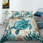 wenjialing Hot Sale Home Decor Bed Set Soft Quilt Cover 3D Turtle Printing Bedding Set Duvet Cover Set, Twin (68"x86")