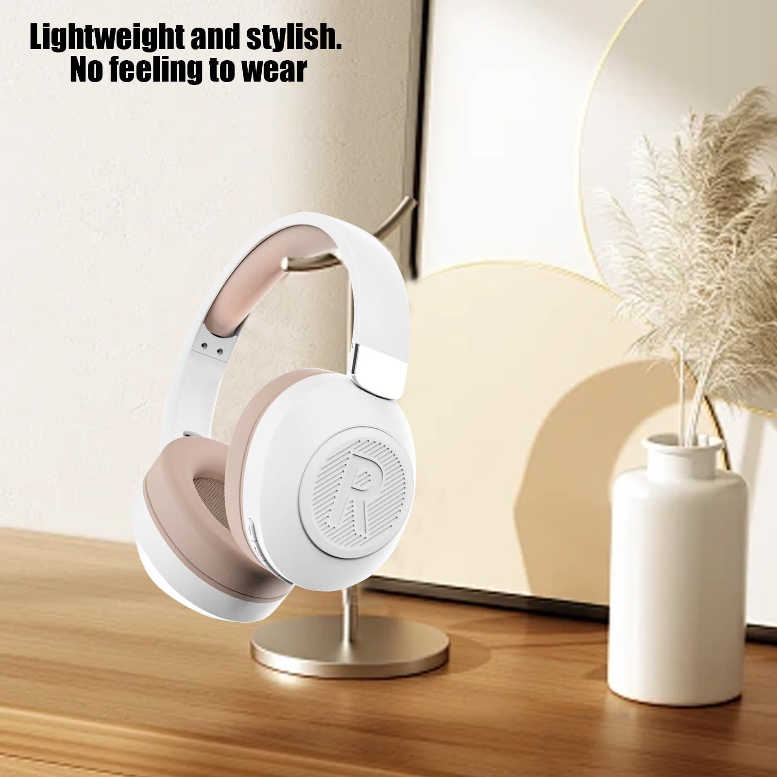Wireless Bluetooth Headphones Over Ear 65H Playtime HiFi Stereo Headset with Microphone and 6EQ Modes Foldable Bluetooth V5.3 Headphones for Travel Smartphone Computer Laptop,White