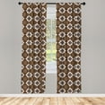 thumbnail image 5 of Ambesonne Chocolate Window Curtains, Batik Floral Pattern, Each 28" W x 63" L, Dark Brown White Brown, 5 of 5