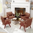 thumbnail image 6 of LAZZO Accent Chair, Faux Leather Upholstered Armchair for Living Room, Office and Bedroom, Brown, 6 of 7