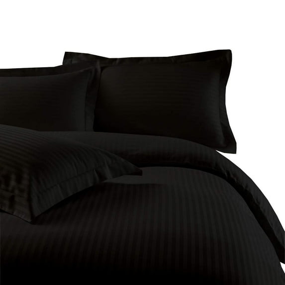 Splendid - Luxurious Quality 2 PC 600 TC Cotton Duvet cover set (Stripe Black, Twin)- Easy to care, Super Soft & Durable - Zippered Closure with Corner Ties