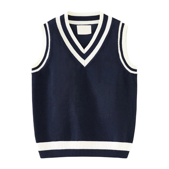Boys Sweater Vest Kids Uniform Vest Casual V Neck Knit Pullover Sweaters Girl Sleeveless Cardigan Back to School Suit Sweater