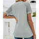thumbnail image 4 of Verano Encaje Crochet Hallow Camiseta Manga Corta Cuello Redondo Ajuste Suelto Waffle Knit Raglan para Mujer, 4 of 6