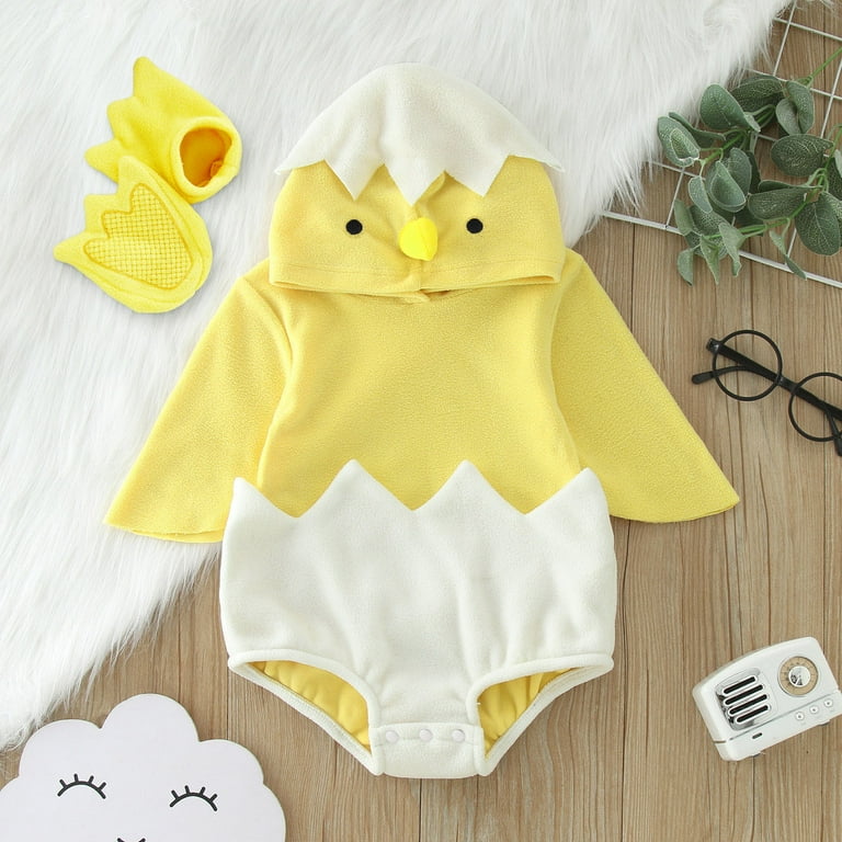 Baby Easter Outfit Baby Easter Egg Chicken Romper Hooded Bodysuits