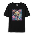 thumbnail image 5 of Eastern Dragon Floral T Shirts for Women Short Sleeve Cotton Crewneck T-Shirt Watercolor Animal Tee Tops Casual Basic T-Shirts, XS-5XL Black XL, 5 of 7