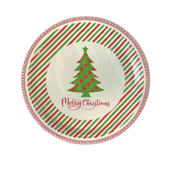 7" Merry Christmas Tree Paper Plates – Festive Disposable Dinner Plates: 8CT