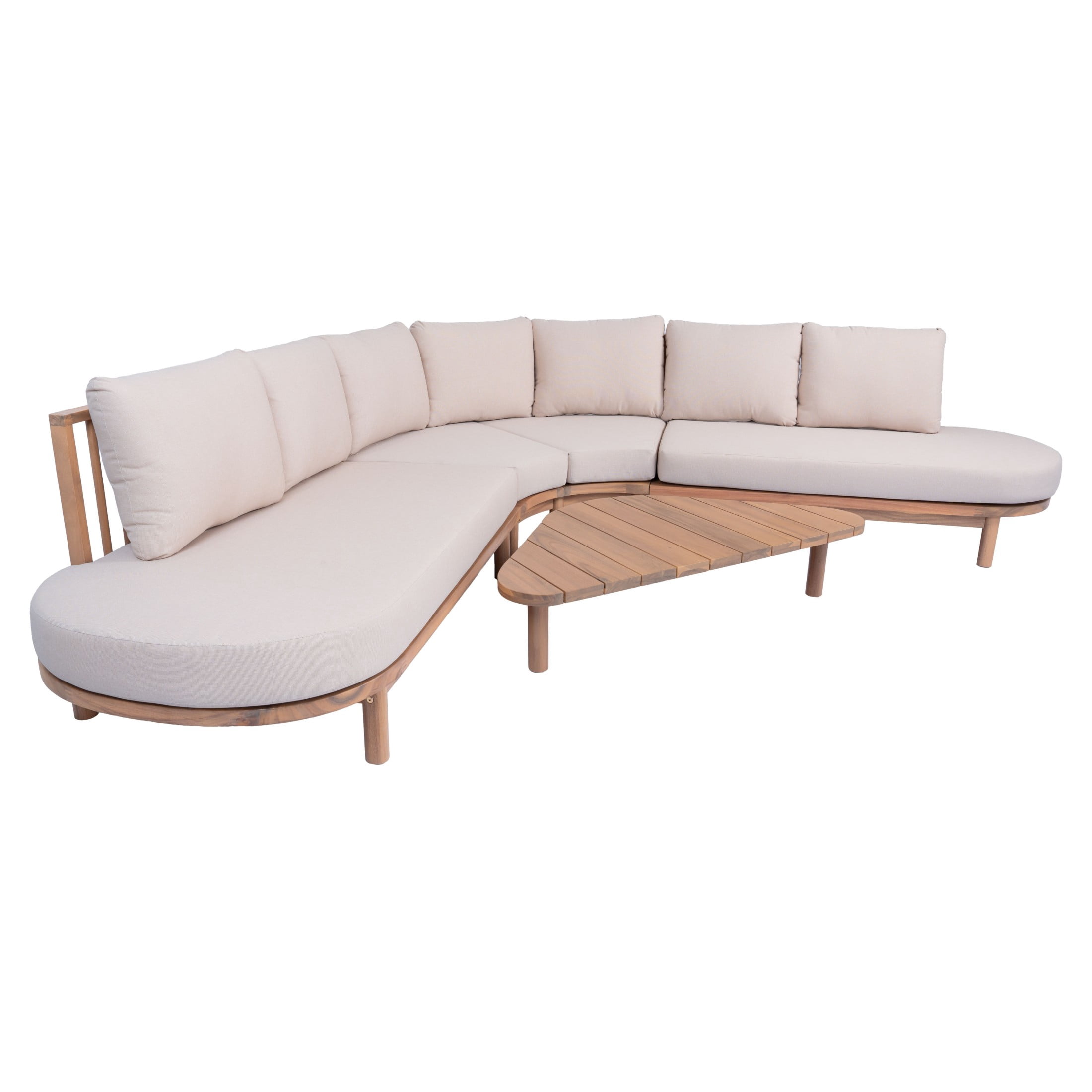 Christopher Knight Home Modern Outdoor Conversation Set with Table and Cushions, Beige+Light Teak