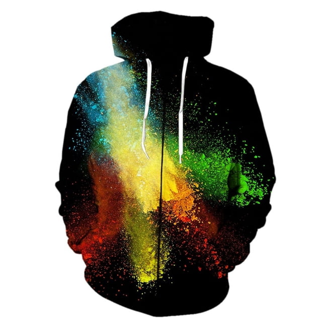 Sudadera con capucha y cremallera con estampado 3D de humo colorido para hombre y mujer, estilo hip hop callejero, chaqueta con capucha unisex para primavera y otoño