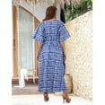 thumbnail image 3 of LA LEELA Women's Summer Batik Caftan Long Loungewear Dashiki House Dress with Pockets Sleepwear for Women Nightgown 1X-2X Ethnic, Blue, 3 of 5