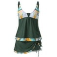 thumbnail image 6 of Black & Friday Deals Usmixi Womens Tankini Sets 2 Piece Modest Bathing Suits Irregular High Wasit Swimsuits with Drawstring Sleeveless V-Neck Camouflage Swimwear Green XXL Clearance Clothes, 6 of 6