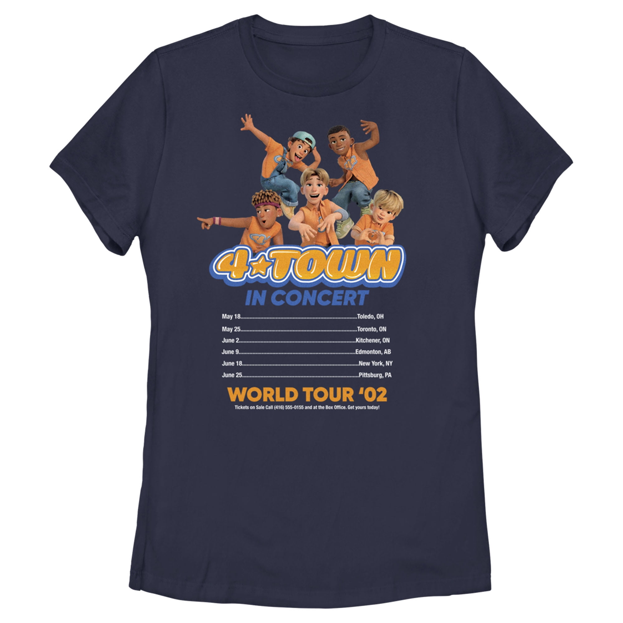 Women's Turning Red 4*Town Tour Dates Graphic Tee Navy Blue Small