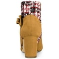 thumbnail image 4 of BLISSFUL STEP Women's Pointed Toe Plaid Block Heels Ankle Boots Brown 7, 4 of 8