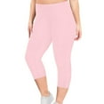 thumbnail image 6 of Mrat Plus Size Yoga Leggings Womens Capris Solid Color Workout Jogging Cropped Pants S-82 Pink-a M, 6 of 6