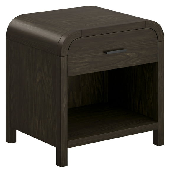 !nspire Modern Engineered Wood & Laminated Veneer 1 Drawer Night Table - Dark Walnut