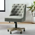 thumbnail image 2 of Gray Tufted Back Linen Style Rolling Office Chair, 2 of 11