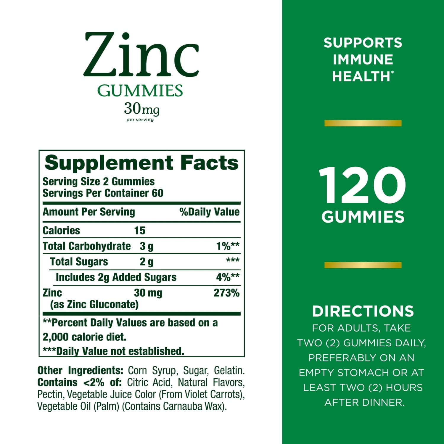 (3 pack) Nature’s Bounty Zinc Supplement, Immune Support Gummies, 30mg, 120 Ct