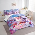 thumbnail image 3 of jejeloiu Cartoon Antarctic Penguin 7pcs Bedding Comforter Set,Wild Animal Queen Bedding Sets,Rainbow Ice Cream Queen Sheet Sets For Girls Teens,Microfiber Bedroom Decor Reversible, 3 of 8