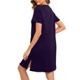 thumbnail image 6 of Women Zipper Front House Dress Short Sleeve Nightgown Bathrobe Lightweight Knee Length Soft Short Cotton House Coat, 6 of 8
