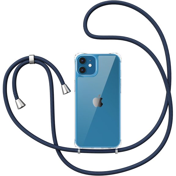 Compatible with iPhone 11,Clear Case with Adjustable Lanyard,Soft Slim TPU Shockproof Protective Crossbody Case for iPhone 11,6.1 inch-Navy Blue